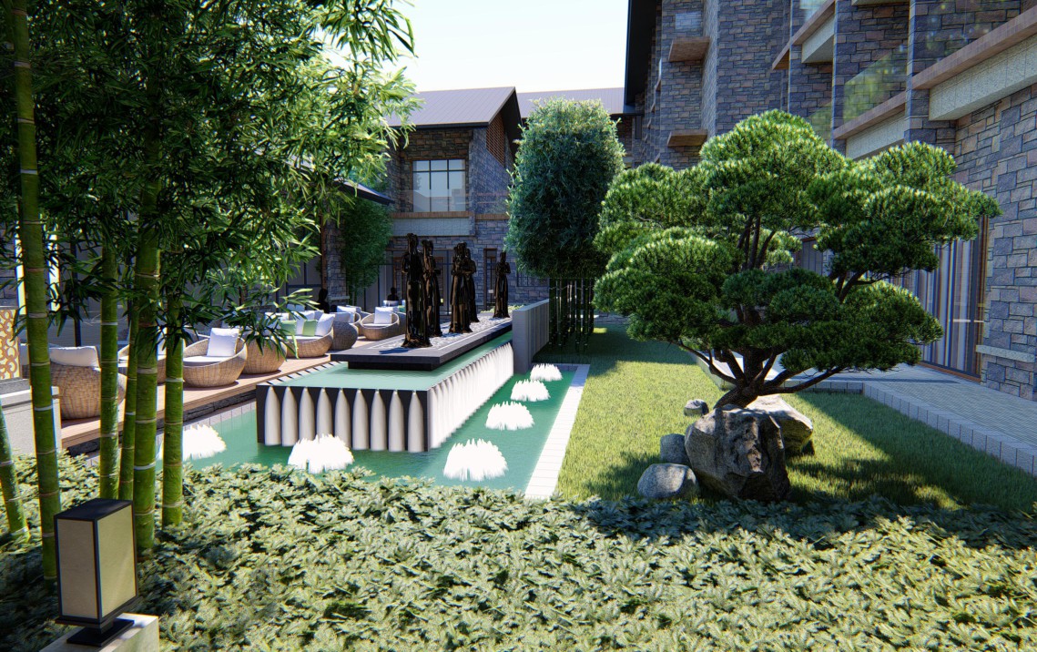 範寬·溪山(shān)庭院景觀效果圖